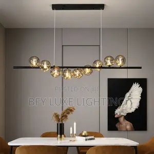 9-Glass Smokey Glass Black Chandelier –Modern Luxury Led Ceiling Light