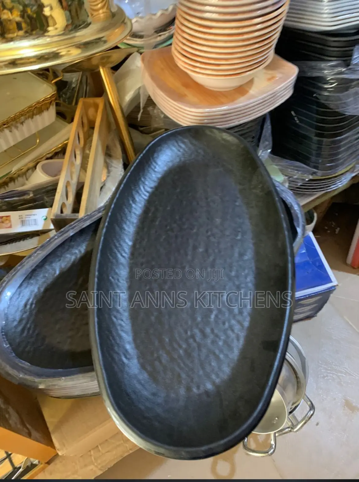 Black Unbreakable Melamine Fish Plate