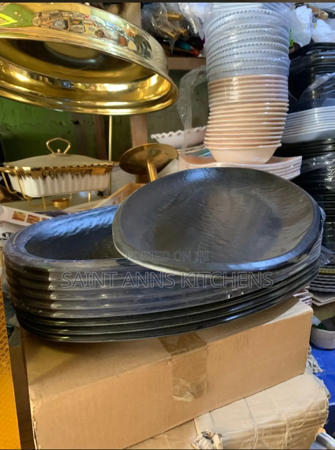 Black Unbreakable Melamine Fish Plate