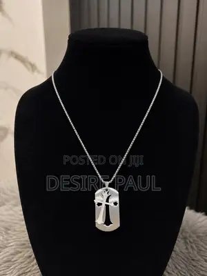 Silver Cross Dog Tag Pendant Necklace for Men Women Description