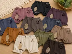 Premium Hand-Embellished Cotton Shorts for Kids (Assorted Colors)