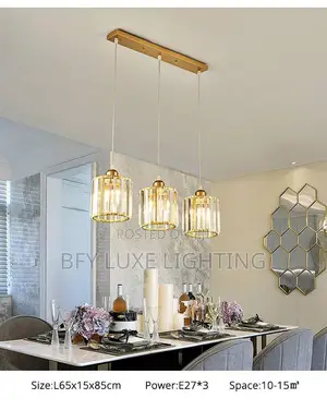 Luxury 3-Light Crystal Pendant Chandelier – Gold Dining Set