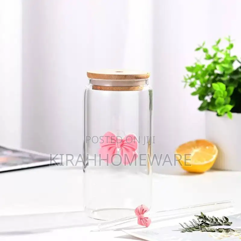 Smoothie Glass Cup With Bamboo Cover