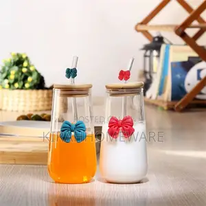 Smoothie Glass Cup With Bamboo Cover