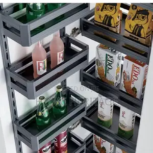 Premium Thick Aluminium Grey Pull-Out Pantry Cabinet