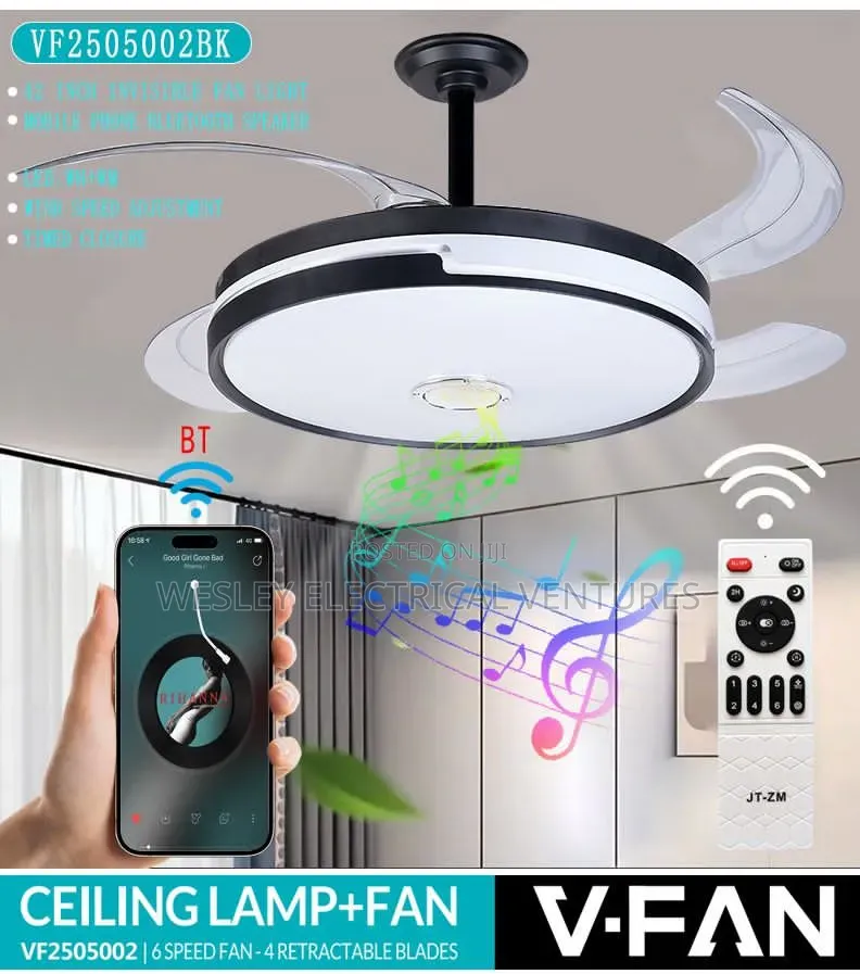 Chandelier Light With Fan,Btmp3, Remote