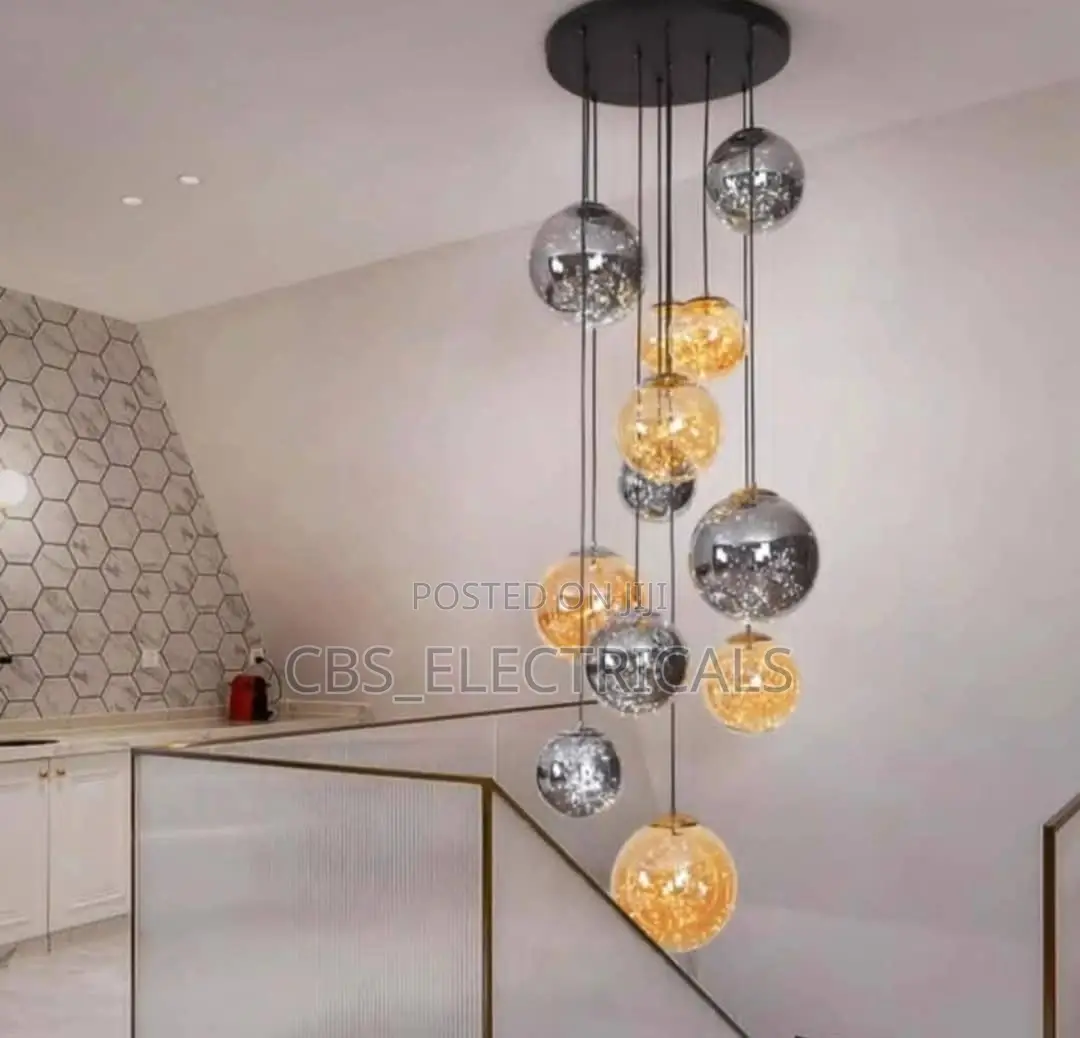 Modern Spiral Glass Orb Staircase Chandelier!