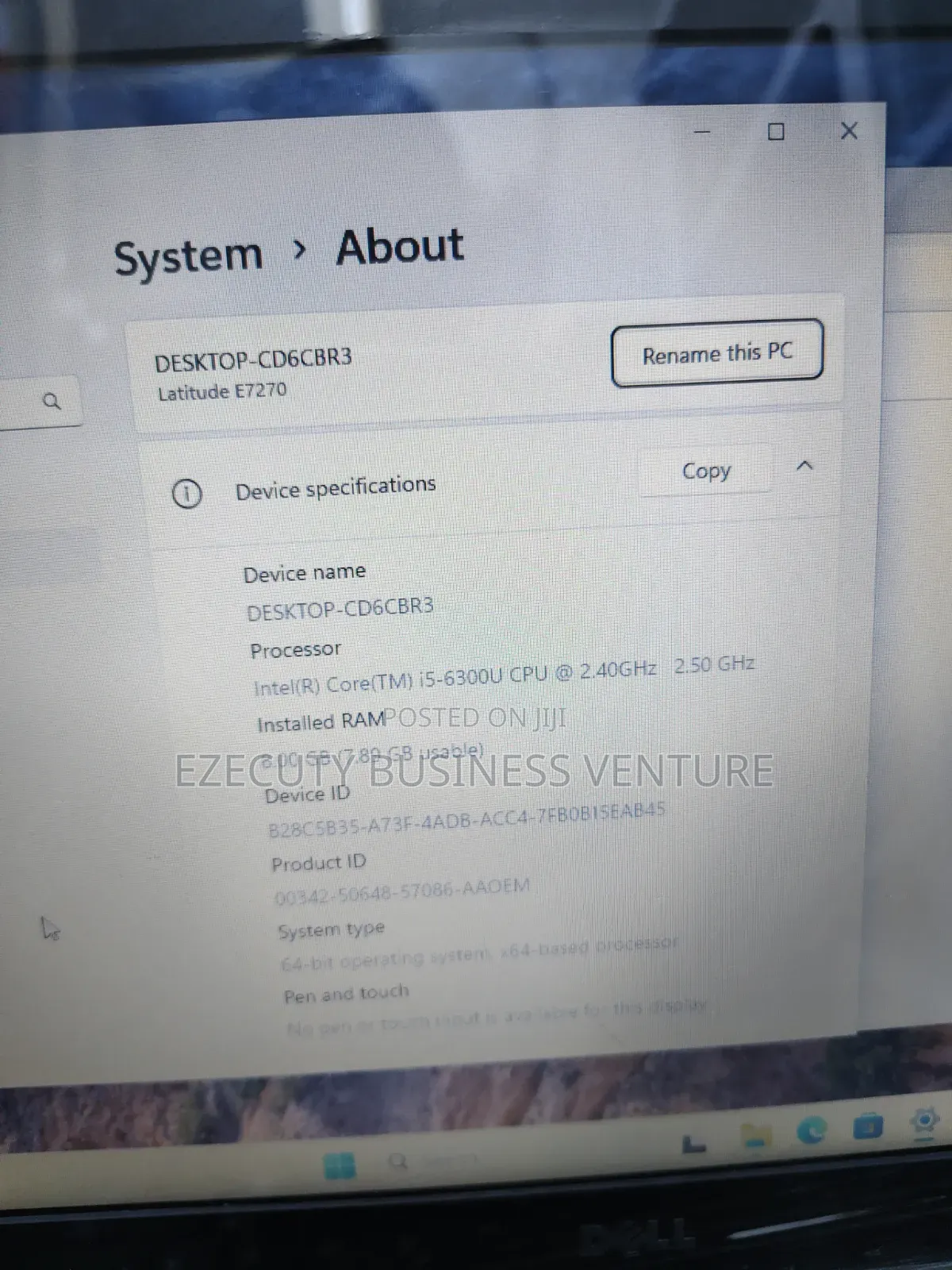 Laptop Dell Latitude E7270 8GB Intel Core i5 SSD 256GB