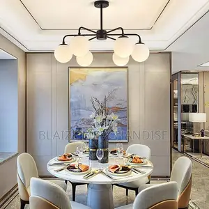 Warm Pastoral Glass Ball Atmosphere Chandelier-Black