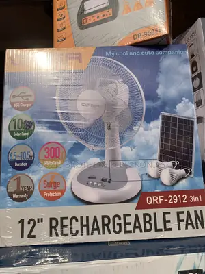 Qasa Rechargeable Table Fan 12 Inches With Panel
