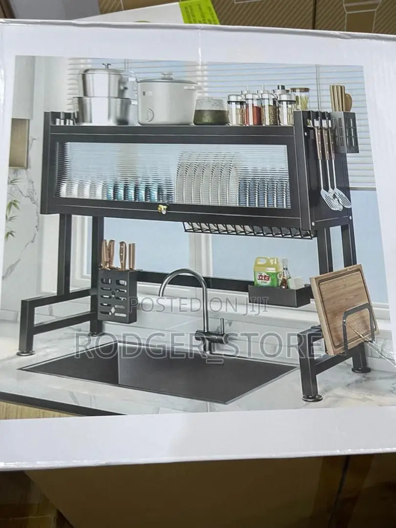 1 Layer Over the Sink Plate Rack With Cover