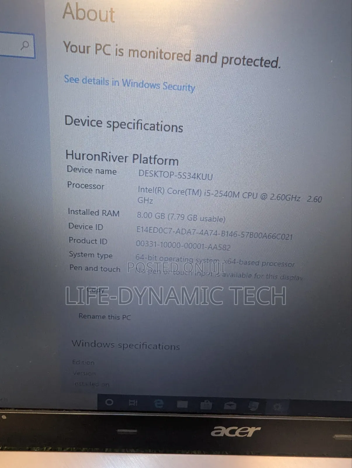 Laptop Acer 8GB Intel Core i5 HDD 500GB