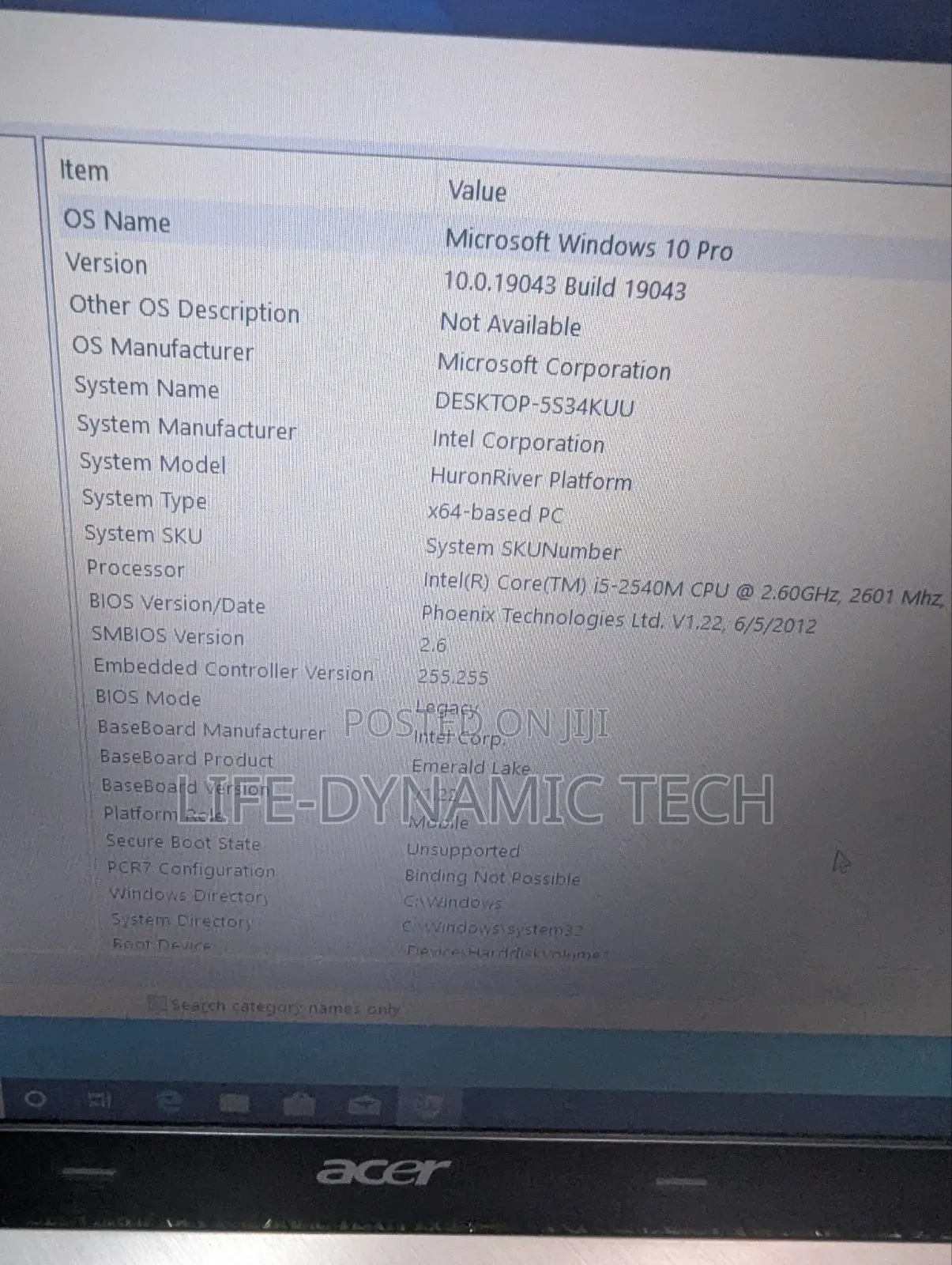Laptop Acer 8GB Intel Core i5 HDD 500GB