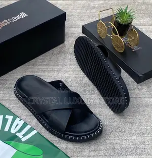 Roberto Cavalli Quality Luxury Men Genuine Leather Pams