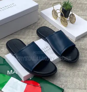 Brunello Cucinelle Quality Luxury Men Genuine Leather Pams