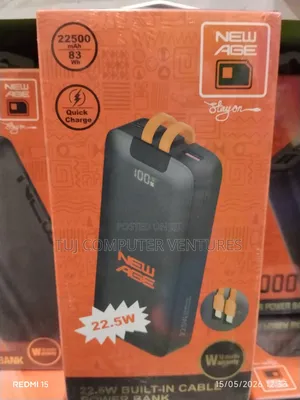 New Age 22500 Powerbank With Inbuilt Cables