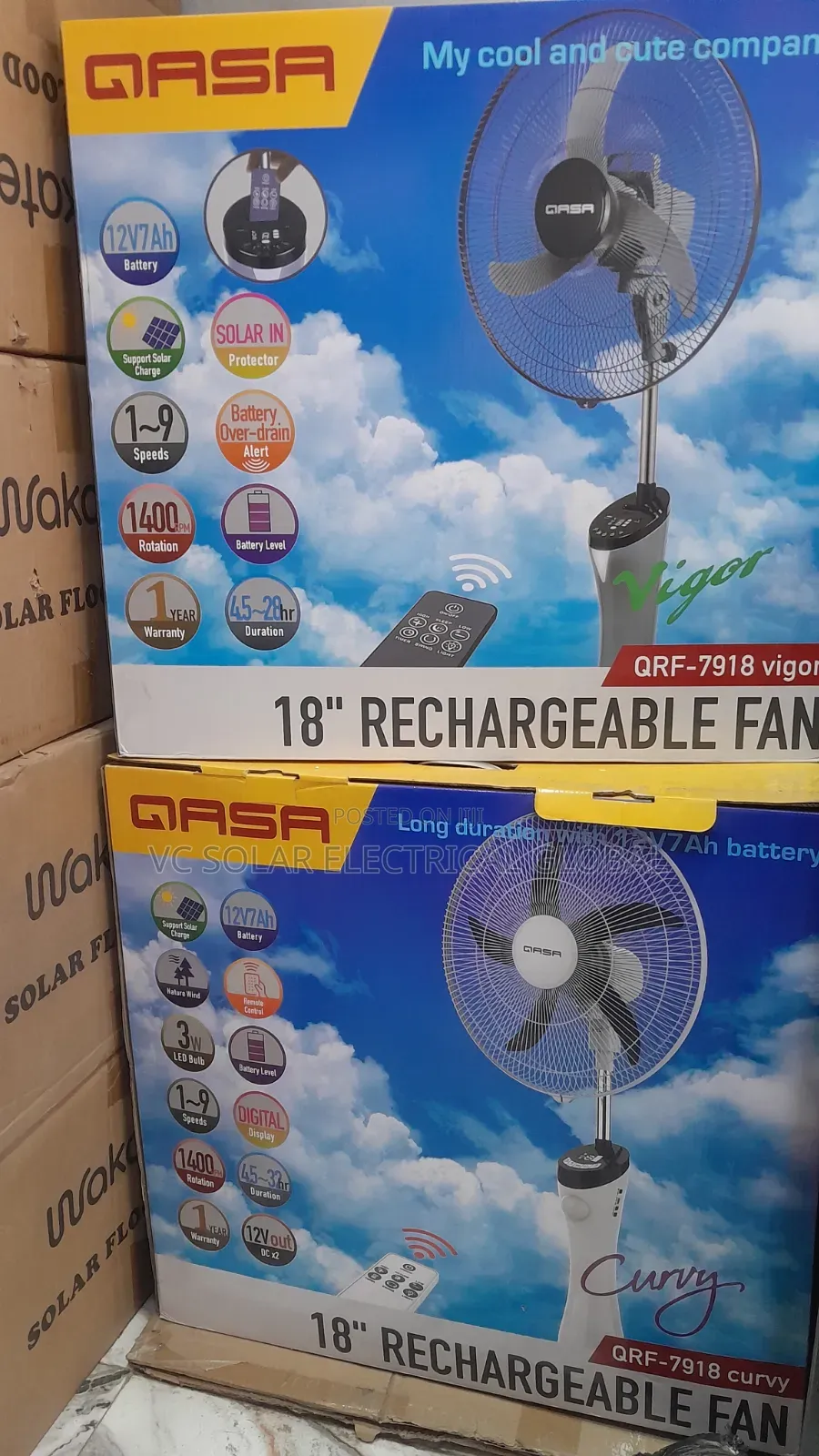  Qasa 18” Rechargeable Standing Fan 