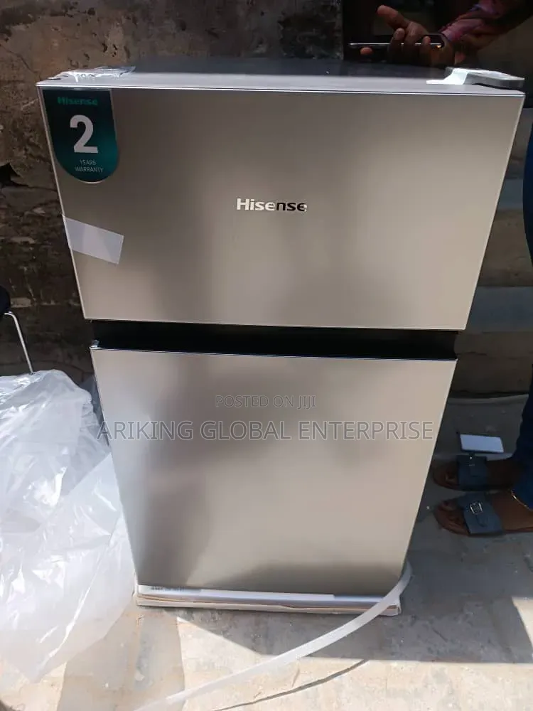 Hisense Ref-120dr Compact Double Door Refrigerator in a Silver Colour.