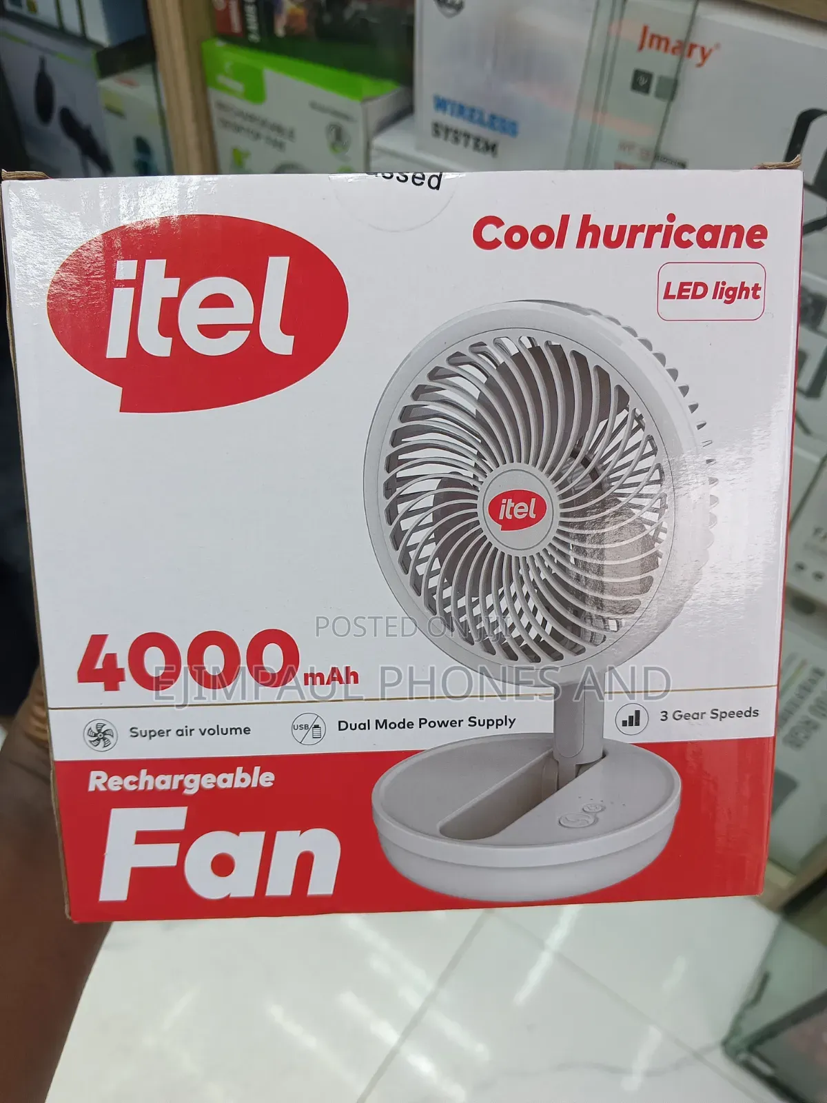 Itel 4000mah Foldable Rechargeable Fan
