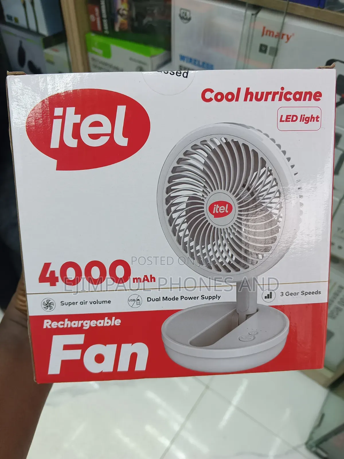 Itel 4000mah Foldable Rechargeable Fan