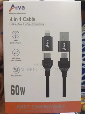 Aiva 60w 4-in-1, Usb-a + Type-C to Type-C +Lightning
