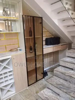 Glass Wall Drupe And Kitchen Cabinet
