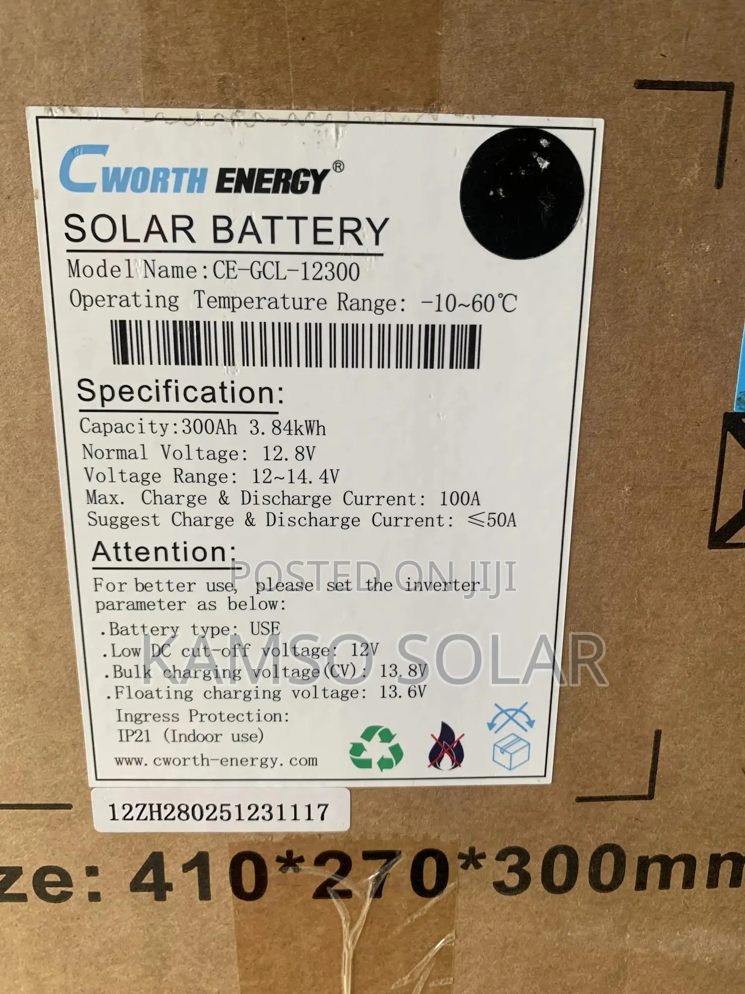 300ah 12v 3.84kwh Cworth Lithium Battery