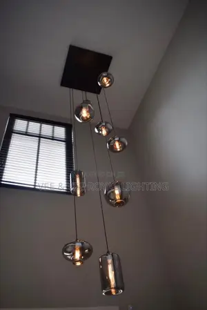Modern 9-Smoked Void Chandelier – For Staircase, High Ceiling, Void
