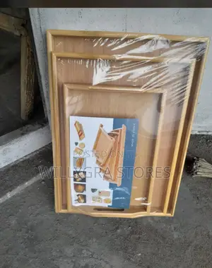 3 in 1 Quality Polished Wooden Tray Set Bamboo Serving Tray Set