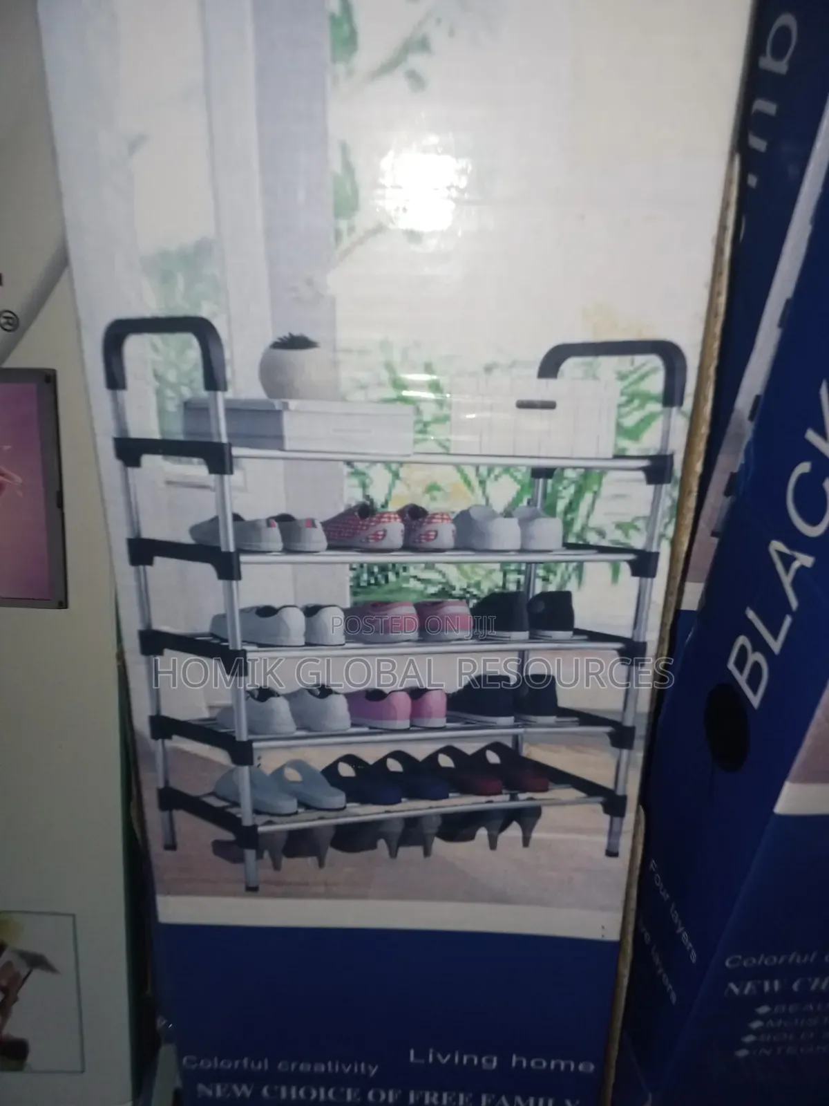 5 Step Strong Durable Shoe Rack Black/Silver Steel