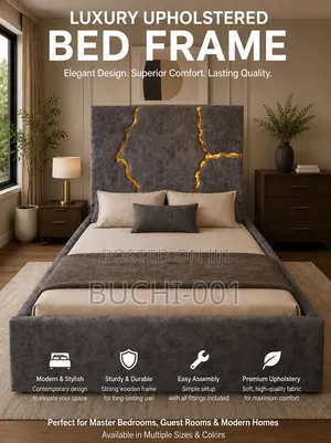 Modern Luxury 4x6 Upholstered Bed Frame With Led Accent Headboard