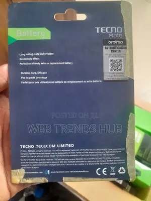 Original Tecno Bl-28at Battery for Tecno Y2 (2800mah)