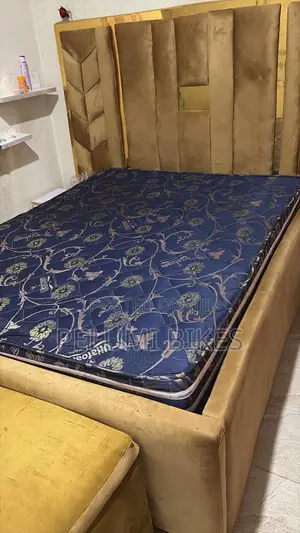 5x6 Bed Frame With Semi-Orthopedic Mattress 2 Side Drawers Ottoman