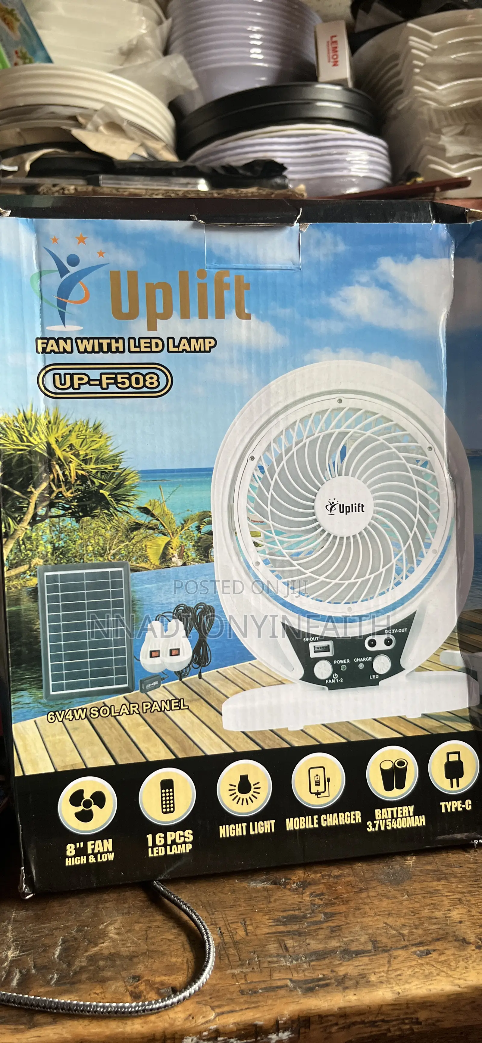 8” Rechargeable and Solar Fan