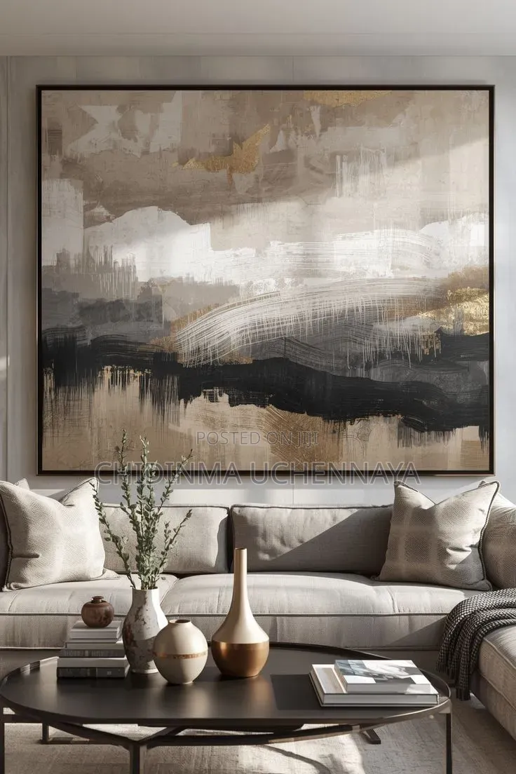 Neutral Golden Texture Abstract Canvas Artwork