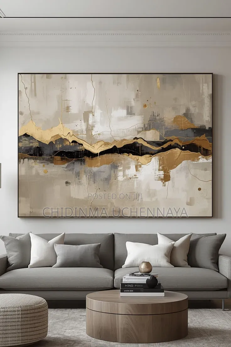 Neutral Golden Texture Abstract Canvas Artwork
