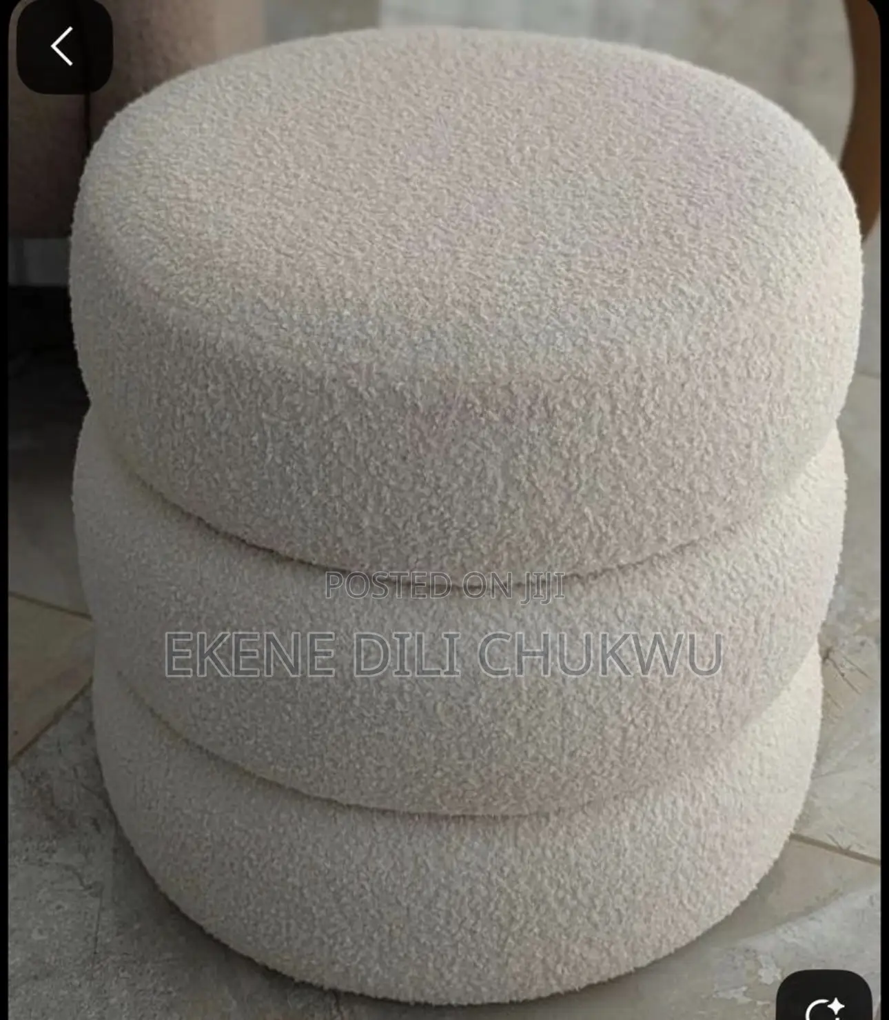 Modern Bouclé Plush Ottoman Stool–Multipurpose Vanity Dressing Table