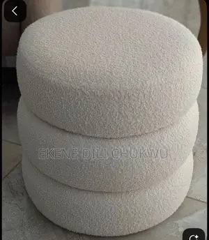 Modern Bouclé Plush Ottoman Stool–Multipurpose Vanity Dressing Table