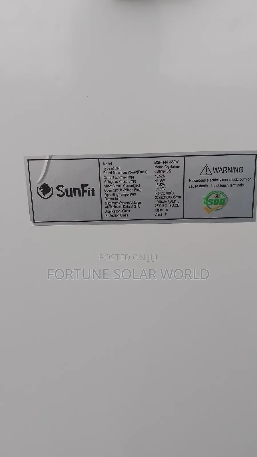 650watts Sunfit Mono Solar Panel
