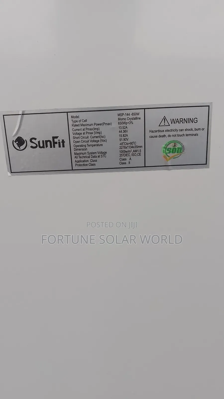 650watts Sunfit Mono Solar Panel