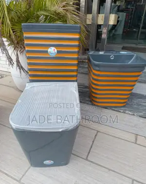 Water Closet Grey With Gold Lines