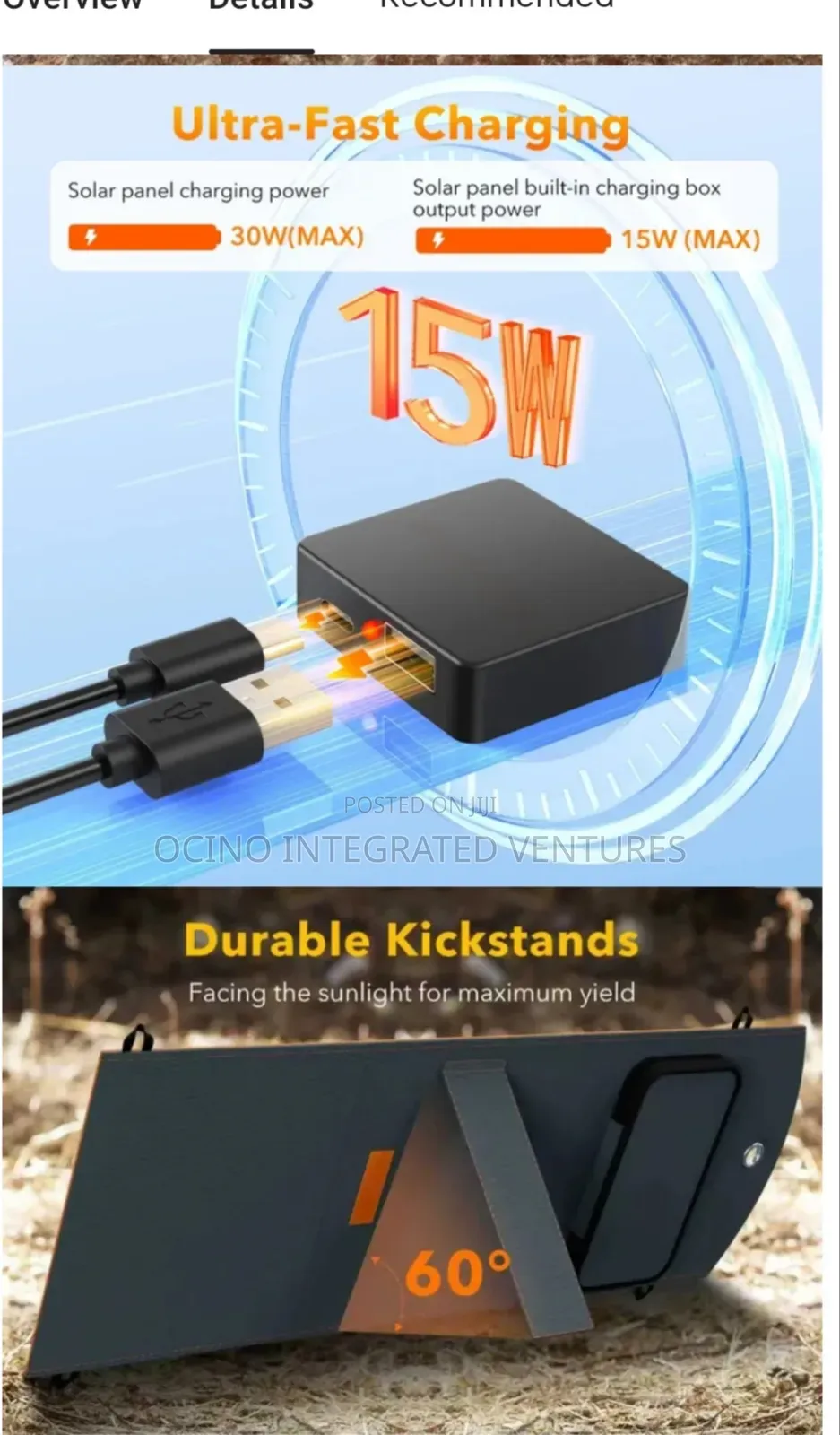 Portable Fast Charging Solar Power Bank With Foldable Solar Panel