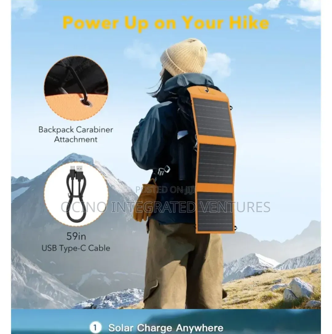 Portable Fast Charging Solar Power Bank With Foldable Solar Panel
