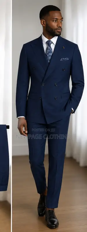 Premium Navy Blue Double-Breasted Men’S Suit for Sale