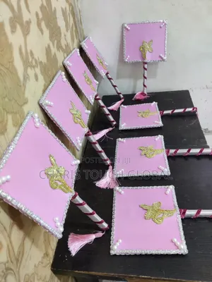 Set of Baby Pink Aso-Ebi Handfans (8pcs)