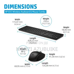 HP 655 Wireless Keyboard and Mouse Combo – Sleek, Quiet Programmable