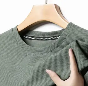Summer Waffle Round Neck Short Sleeved T-Shirt for Men