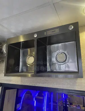 Black 82 Cm Double Sink
