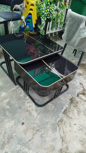 Black Marble Nesting Center Table With Drawer*
