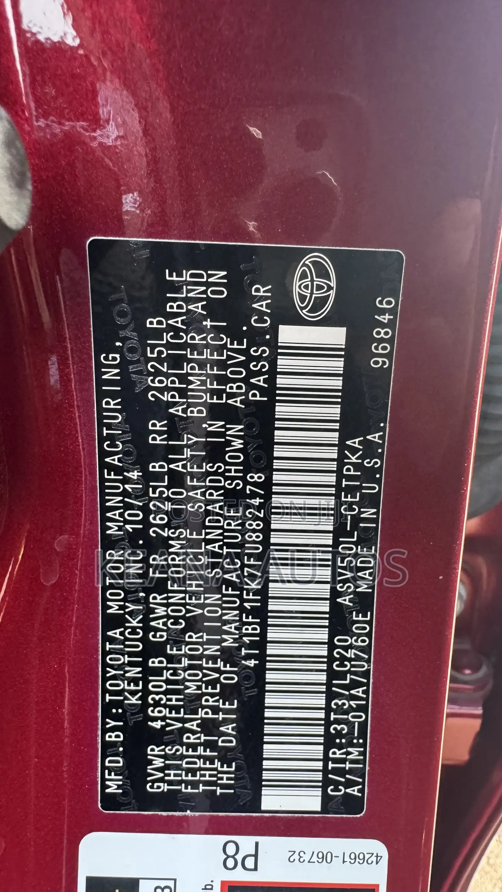Toyota Camry 2016 Maroon